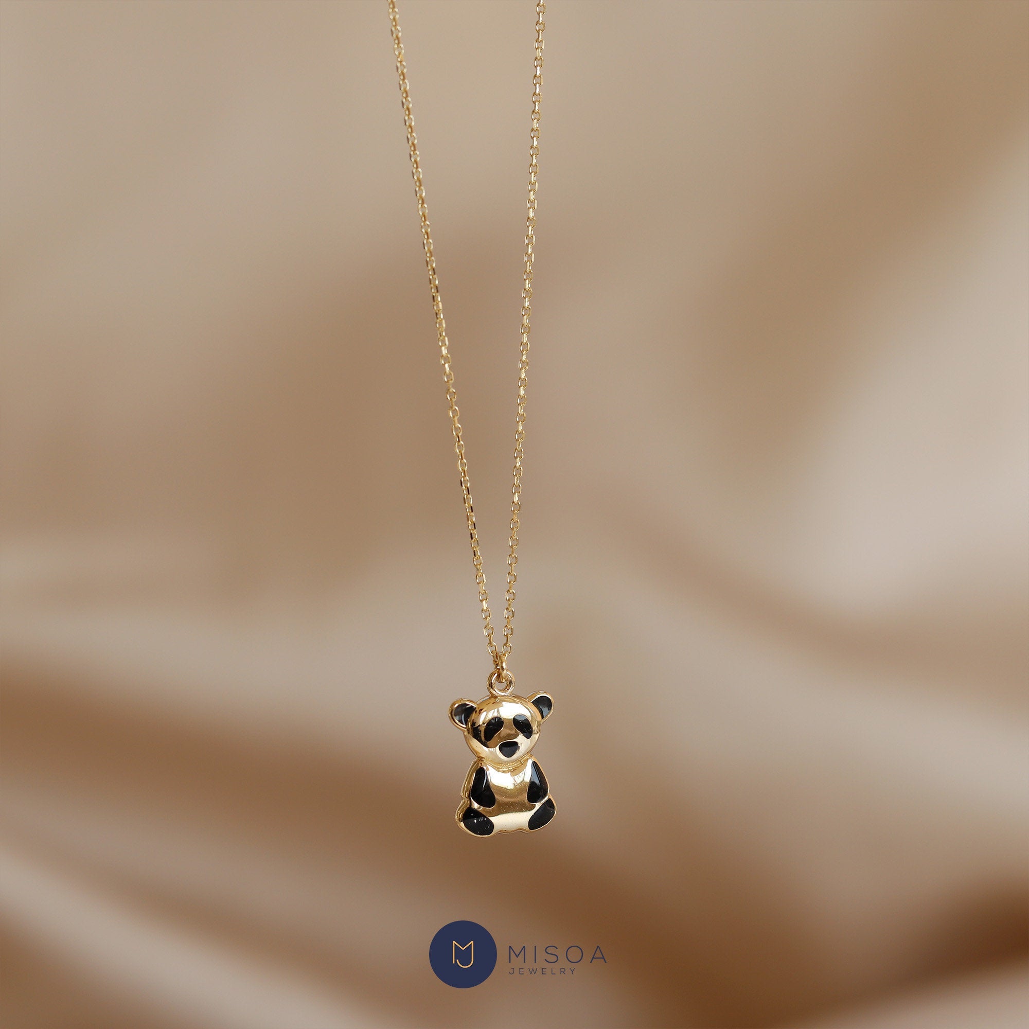 Panda Bear Face Necklace Gold / Silver, Origami Bear necklace – Shany  Design Studio