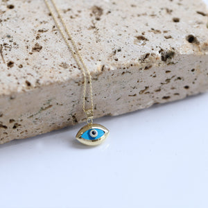 Mini Rounded Evil Eye Pendant Necklace