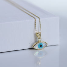 Load image into Gallery viewer, Mother of Pearl Evil Eye Pendant Necklace
