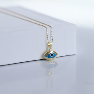 Mini Rounded Evil Eye Pendant Necklace