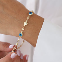 Load image into Gallery viewer, Flat Sequin Chain Evil Eye Bracelet
