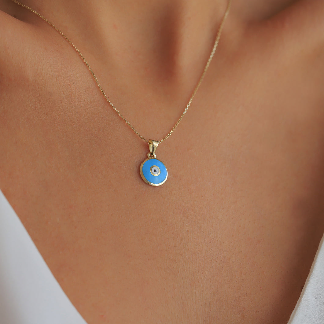 Dainty Turquoise Evil Eye Pendant Necklace
