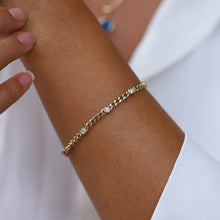 Load image into Gallery viewer, Six Diamond 3mm Curb Chain Bracelet
