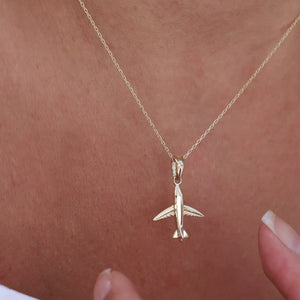 Gold Airplane Necklace