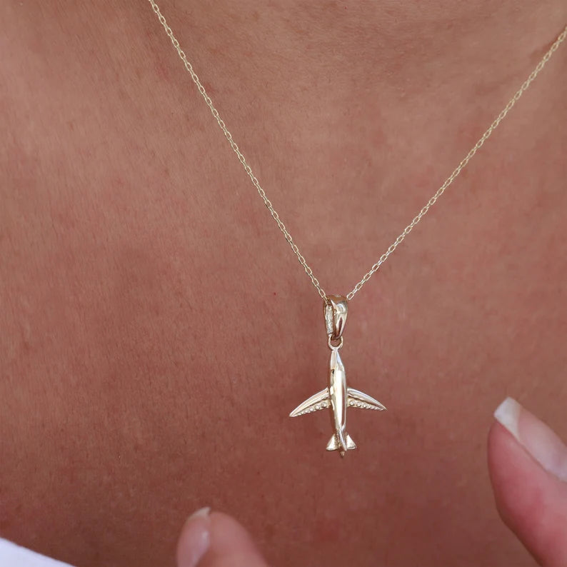Airplane pendant silver deals